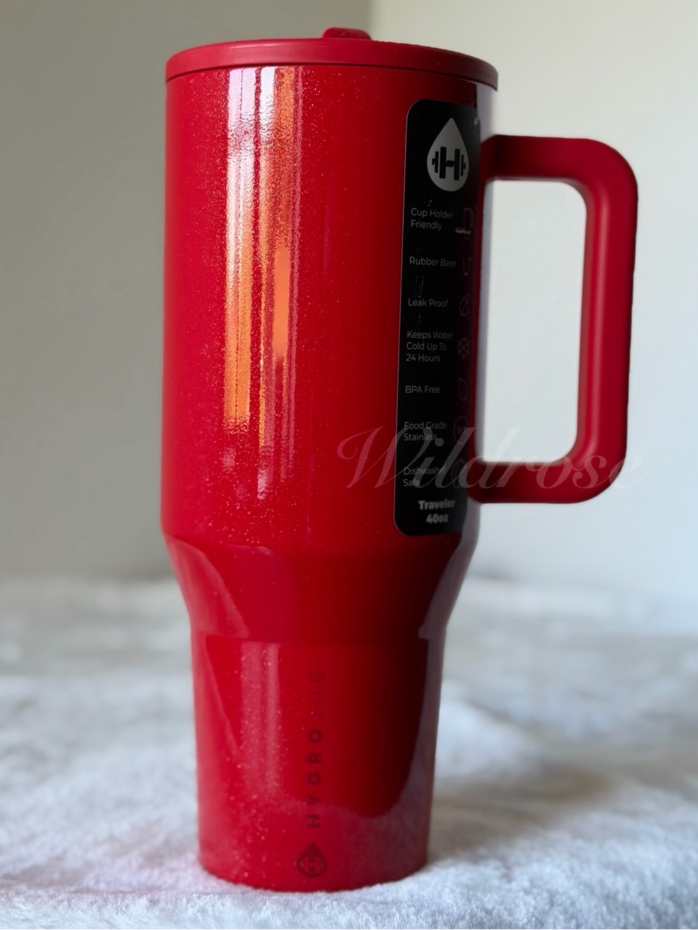 HydroJug HOLLY 40 OZ Traveler Red Shine Glitter Christmas Limited Edition NWT